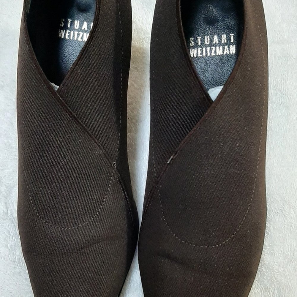 Stuart Weitzman Brown Elastic Bootie 4.5m - image 2